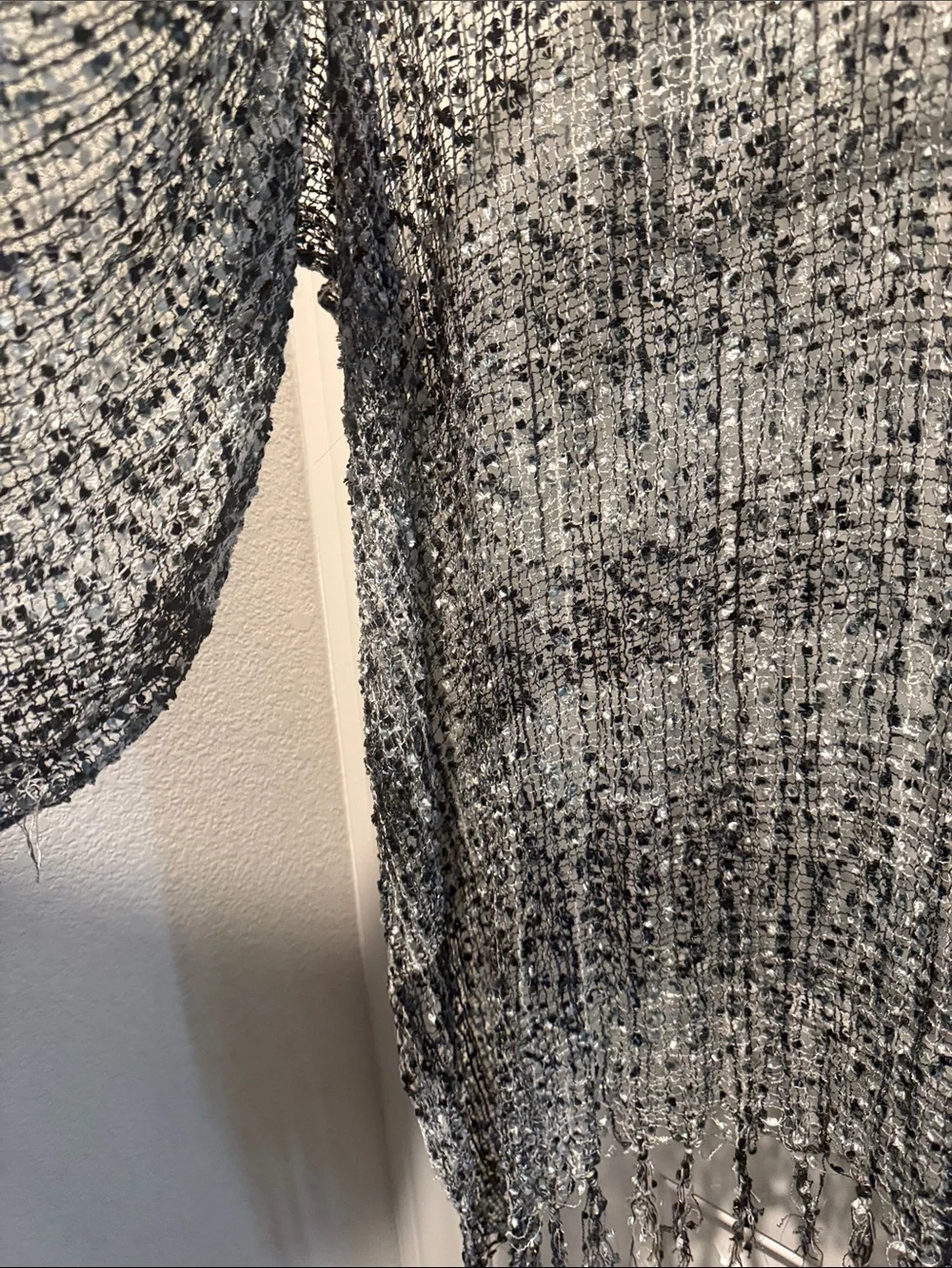 Gray Woven Fringe Throw/Cardigan -
